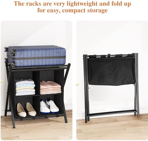 aboxoo Luggage Rack with storage, Guest Room Folding Suitcase Stands, Holds u...