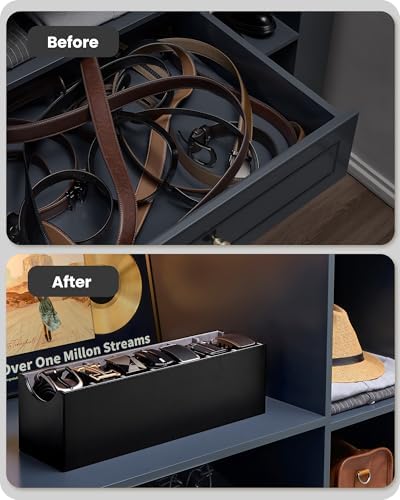 Lolalet Belt Organizer for Closet, Belt Box & Storage Drawer -Black