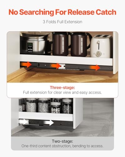 VEVOR Undermount Heavy Duty Drawer Slides, 16 24 32 40 Inch 260 lb Load Capac...