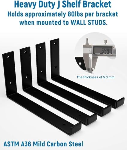 LEOPO 10 inch Shelf Brackets 8-Pack, 1/5" Thick Floating Shelf Bracket