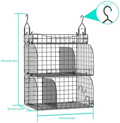 HapiRm Hanging Closet Organizer Storage - 3 Tier Metal Stackable Hanging Clos...