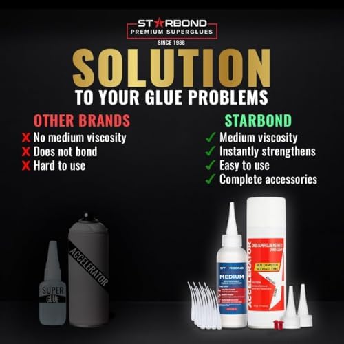 Starbond Medium CA Glue with Activator Bundle (4 oz. + 6 oz.) – Premium Cyano...