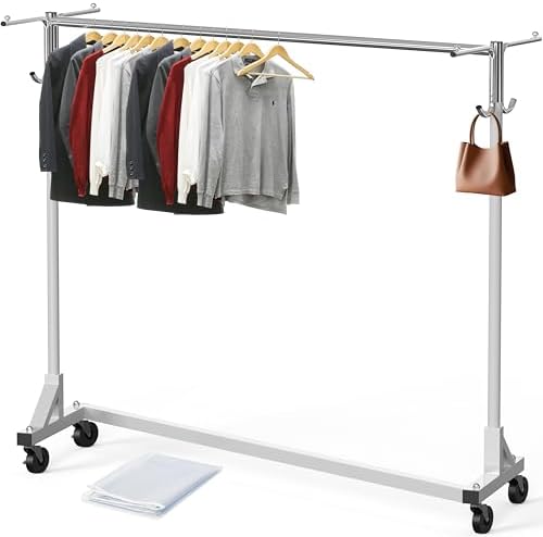 Simple Houseware Industrial Grade Z-Base Garment Rack w/Cover Tube Bracket