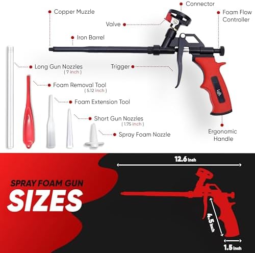Professional Expanding Foam Spray Gun, 9 Insulation Guns + 81 Extenders