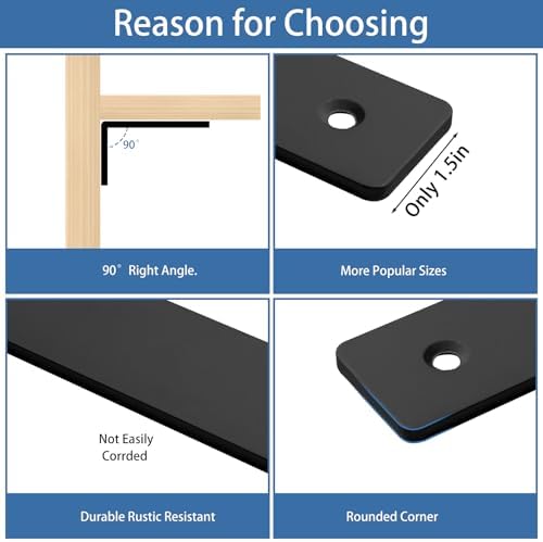 Shelf Brackets 10 inch, Heavy Duty Shelf Bracket 6 Pack L Brackets Black Meta...