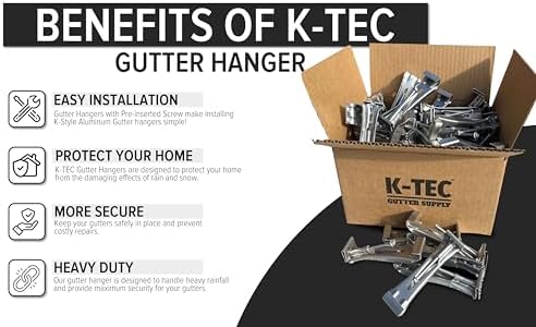 Hidden Gutter Hangers 5 Inch with a Pre-Inserted Rust Resistant Screw - Heavy...
