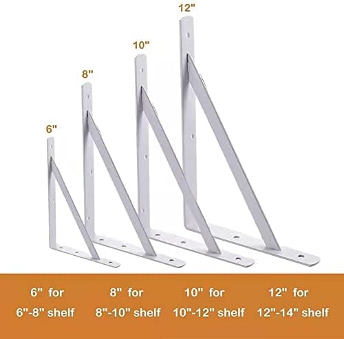 10 Inch Shelf Brackets , 10 Pack Heavy Duty L Brackets for Shelves, 90 Degree...