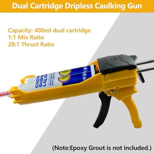 Double Caulking Gun for 400 mL(13.5 fl oz,1:1 Mix Ratio),Yellow