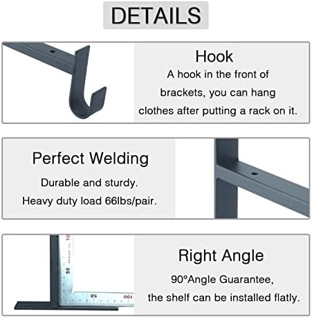 OVOV Closet Rod Bracket Heavy Duty 12 Inch Closet Shelf Brackets 8 Pack