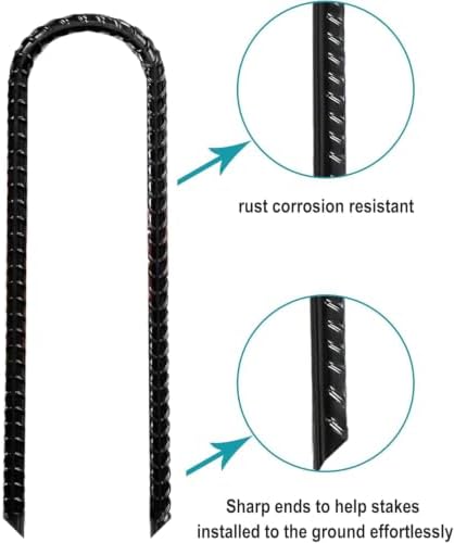 Eurmax USA 12-Pack U-Shape Ground Stakes,Rust-Proof Galvanized Steel Ground A...