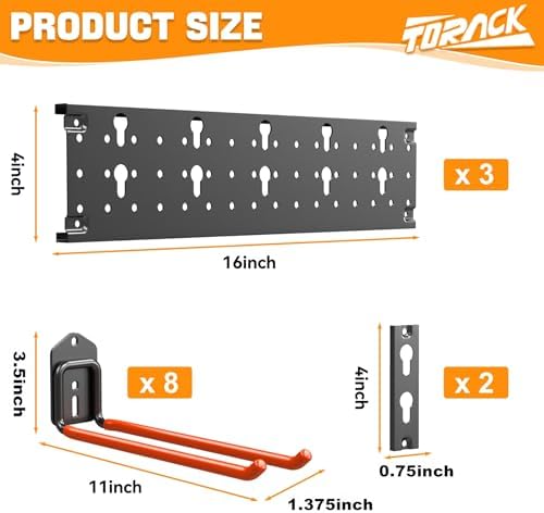 TORACK Garden Tool Organizer Wall Mounted, Folding Chair Storage Rack