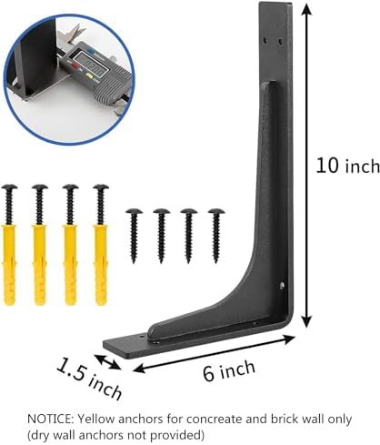 10"x 6"Shelf Brackets,L Shelf Brackets,max Load 300lbs, Vertical An...