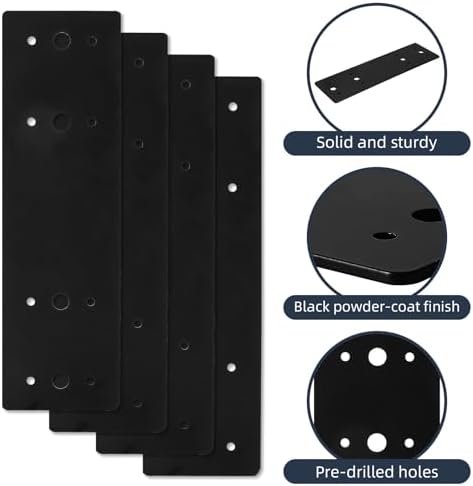 4Pcs Straight Steel Flat Plate, 10" X 3" Heavy Duty Mending Plate, ...