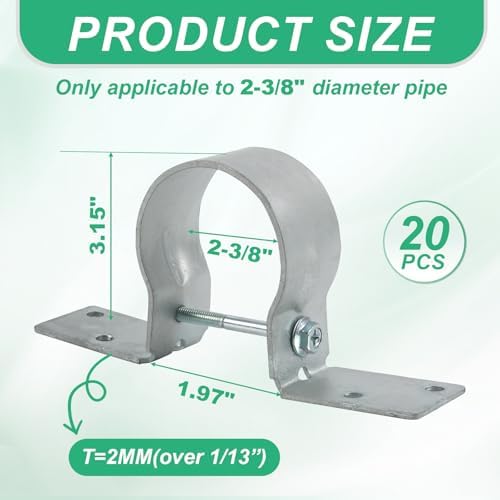 12 PCS Fence Post Brackets, 2-3/8“ Steel to Wood Fence Bracket,