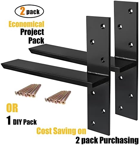 (2-Pack) Free Hanging T Shelf Bracket, Solid Heavy Duty Steel Knee Wall Hidde...