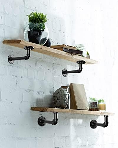 MUZIK 12Pc 7"×4" L Pipe Shelf Bracket, Heavy Duty Wall Mount, DIY S...