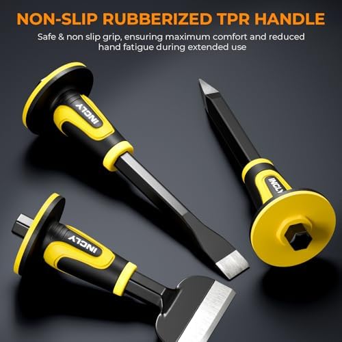 INCLY 3PCS Masonry Chisel Set with Hand Guard, Stone and Rock Chisel