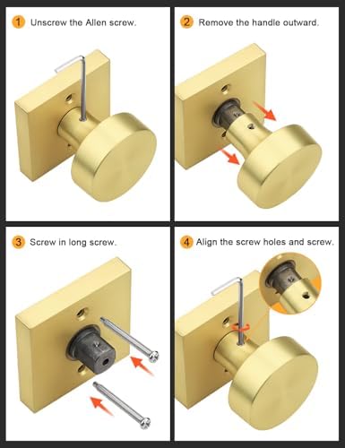 Gobrico Brushed Gold Privacy Interior Door Knobs with Square Rosette(10 Pack)...