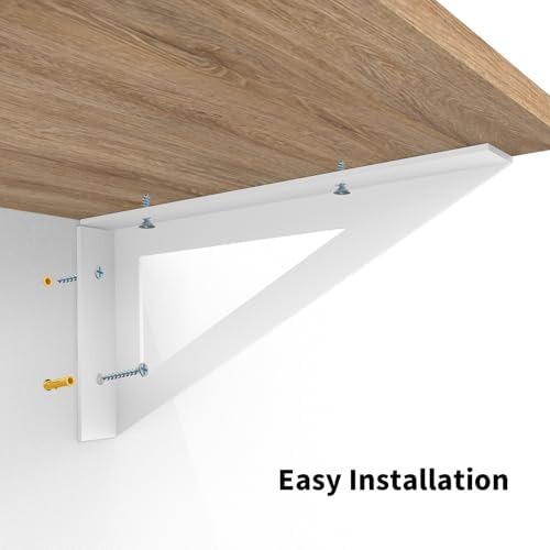 BRATA White Shelf Brackets 10 Inch, Brackets for Shelves, 4 Pack