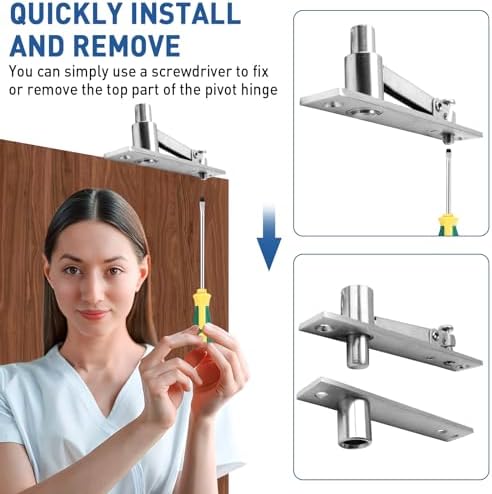 TamBee Pivot Door Hinge for Secret Door, Heavy Duty 304 Stainless Steel Hidde...