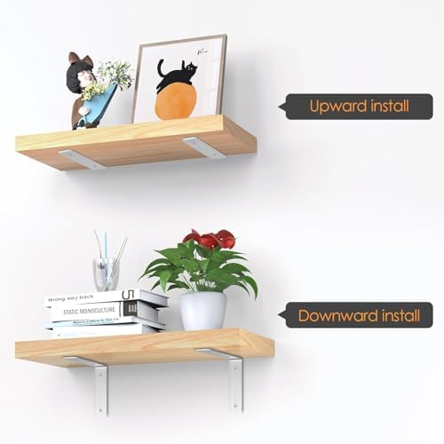 Floating Shelf Bracket Stainless Steel 10 Inch, 6 Pack Heavy Duty Shelf Brack...