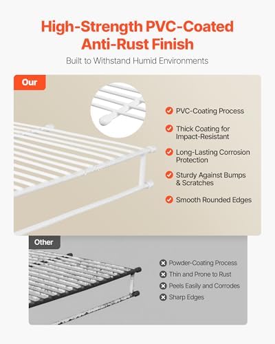 VEVOR Wire Shelf Kit, 4 ft, Set of 2, Wall Mounted Wire Shelves, Heavy-Duty C...