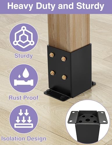 4 PCS Metal 4x4 Post Base, Inner Size 3.5"x3.5" Post Bracket
