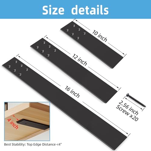 WEKIS 10 Inch Countertop Support Bracket, 3 Pack Solid Iron Heavy Duty Hidden...