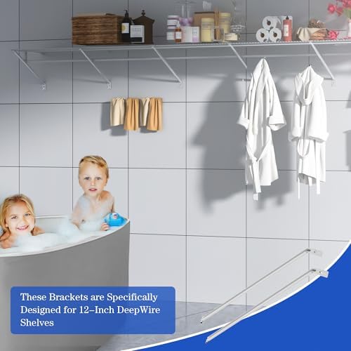 15 Pack 12-Inch Wire Shelf Support Brackets Closet Wire Shelving Support Brac...