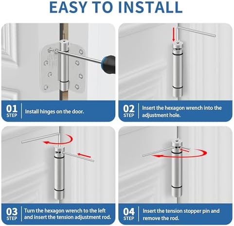 4 Inch Self Closing Door Hinges, 5/8" Radius Corners Spring Loaded Hings