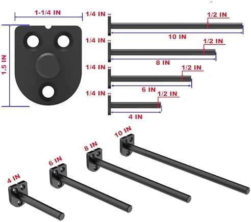 8 in Hidden Floating Shelf Brackets 8 Pack, 1/4" Thick Heavy Duty