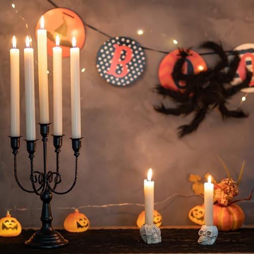 Romadedi Halloween Candelabra, Black 5-Arm Candle Holder 11.8", Set of 6