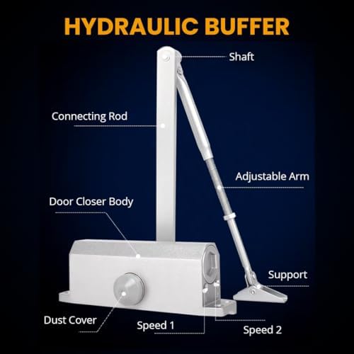 Hydraulic Automatic Door Closer – Heavy Duty Adjustable Closer (Up to 150 lbs...