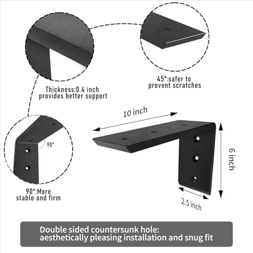 Countertop Support Brackets 10 Inch Heavy Duty 0.4 Inch Thick Countertop Hidd...