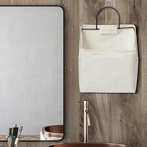 Chumia 6 Pack Wall Hanging Storage Basket Closet Hanging Storage Bag, White