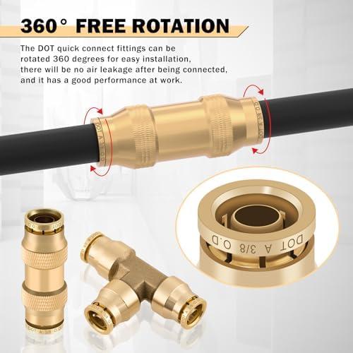 CheeMuii 35PCS Brass DOT Air Line Fittings Kit DOT Push Lock Air Fittings