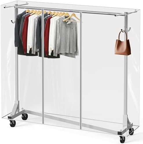 Simple Houseware Industrial Grade Z-Base Garment Rack w/Cover Tube Bracket