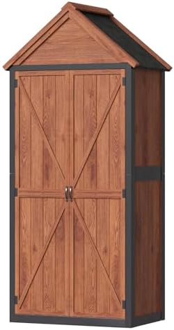 Aoxun Wood Outdoor Storage Cabinet with Floor 2.5'x1.4'