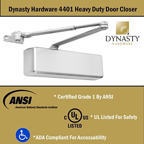 Dynasty 4401 Series Door Closer, Sprayed Aluminum, Spring 1-6, Hold Open