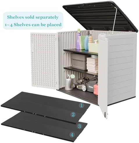 ZZM Large Outdoor Storage Shed, 48 Cu Ft Resin Versatile Storage Cabinet for ...