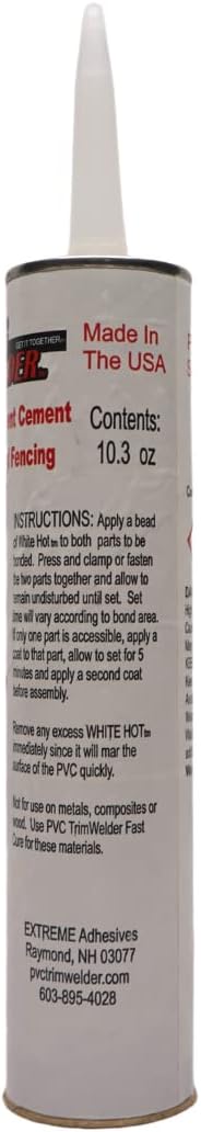 PVC TrimWelder White Hot 10.3 oz Cartridge, Bright White with UV Protectant, ...