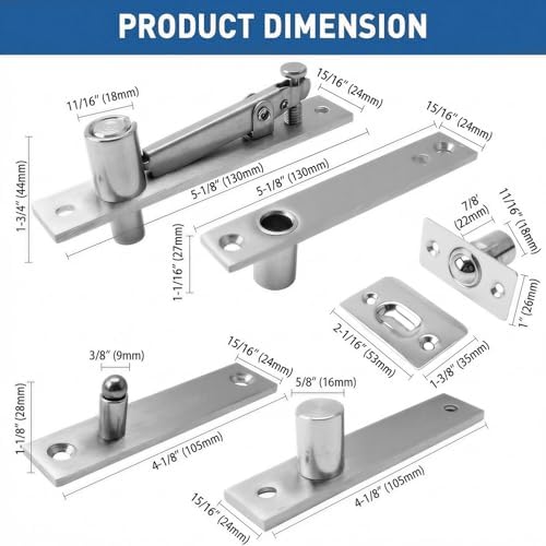 TamBee Pivot Door Hinge for Secret Door, Heavy Duty 304 Stainless Steel Hidde...