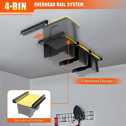 TORACK Garage Ceiling Bin Storage Rack(only fit 16" joist), Overhead Tot...