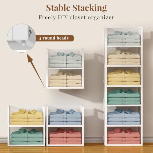 DAOUTIME 6-Tier Stackable Closet Organizers and Storage Basket, Wire Closet S...