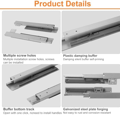 Undermount Shelf Drawer Slide Soft Close Bottom Support Under Mount Pull Out ...