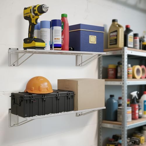 Wall Shelf 24'' x 11'', White Wall Mounted Metal Wire Shelves