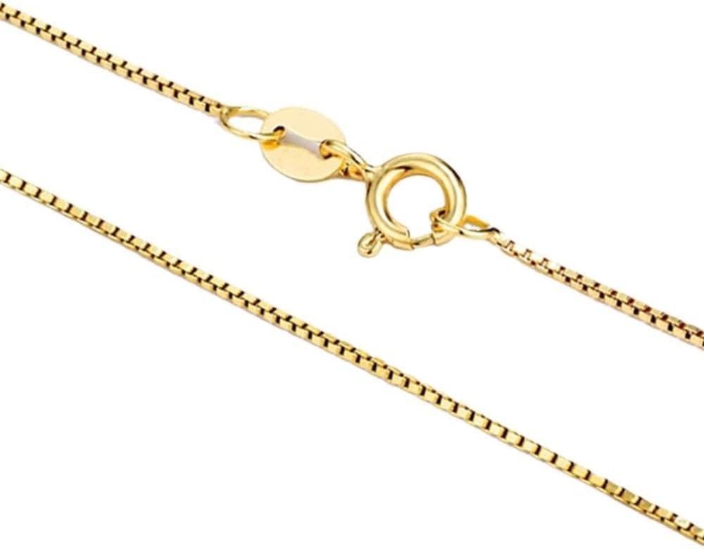 14K Classic Real Gold Box Chain Necklace For Men & Women