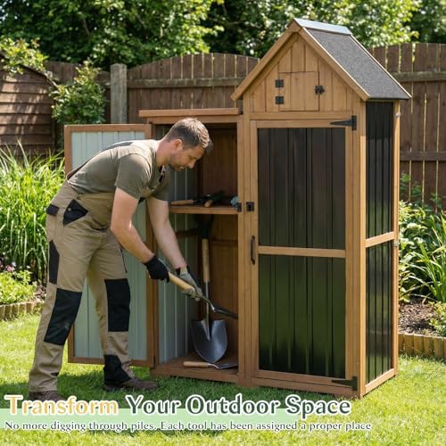 Outdoor Storage Cabinet Weatherproof with 3 Adjustable Shelves, 66'' ...