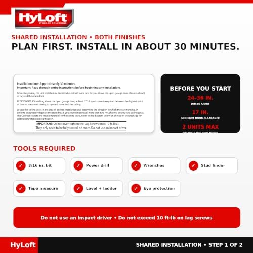 Hyloft Overhead Steel Garage Storage System, Ceiling Rack, 45-Inch x 45-Inch,...