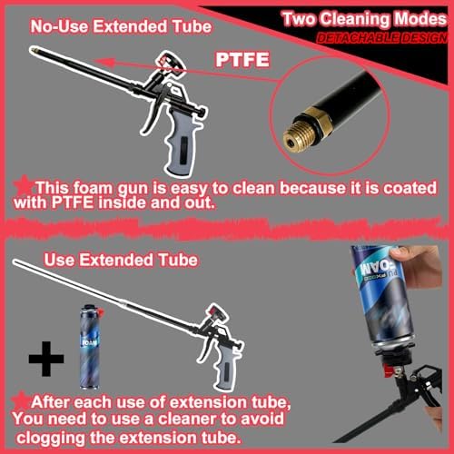 25inches Extended Foam Gun,PTFE-Coated Professional Expanding Foam Gun,Foam S...